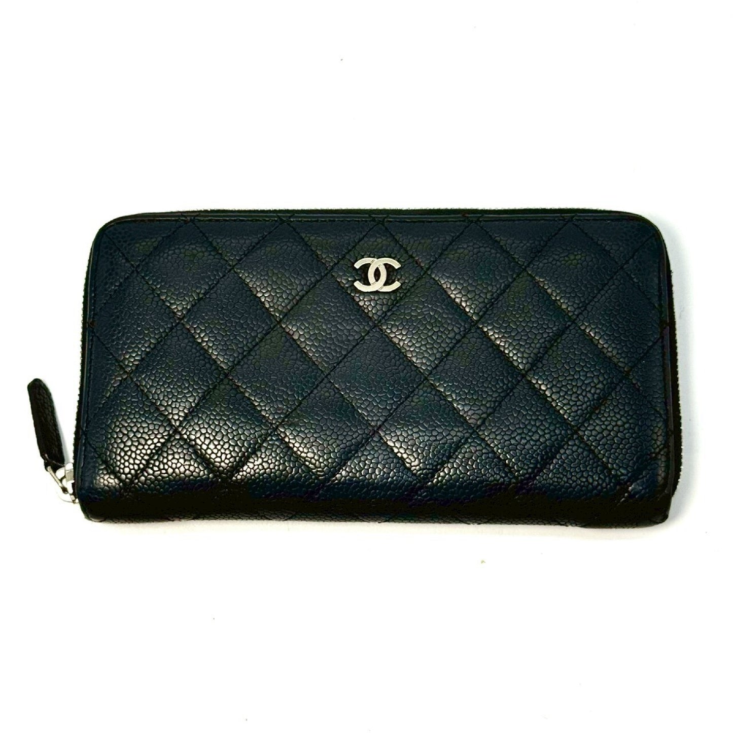 CHANEL Matelasse Coco Mark Caviar Leather Round Zip Long Wallet Black 17797882 Wallet