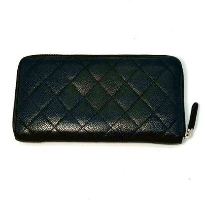 CHANEL Matelasse Coco Mark Caviar Leather Round Zip Long Wallet Black 17797882 Wallet