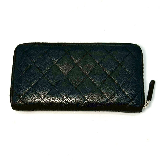 CHANEL Matelasse Coco Mark Caviar Leather Round Zip Long Wallet Black 17797882 Wallet