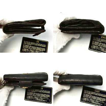 CHANEL Coco Mark Caviar Leather Bi-fold Long Wallet Black 7441826 Wallet