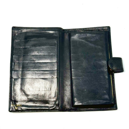 CHANEL Coco Mark Caviar Leather Bi-fold Long Wallet Black 7441826 Wallet