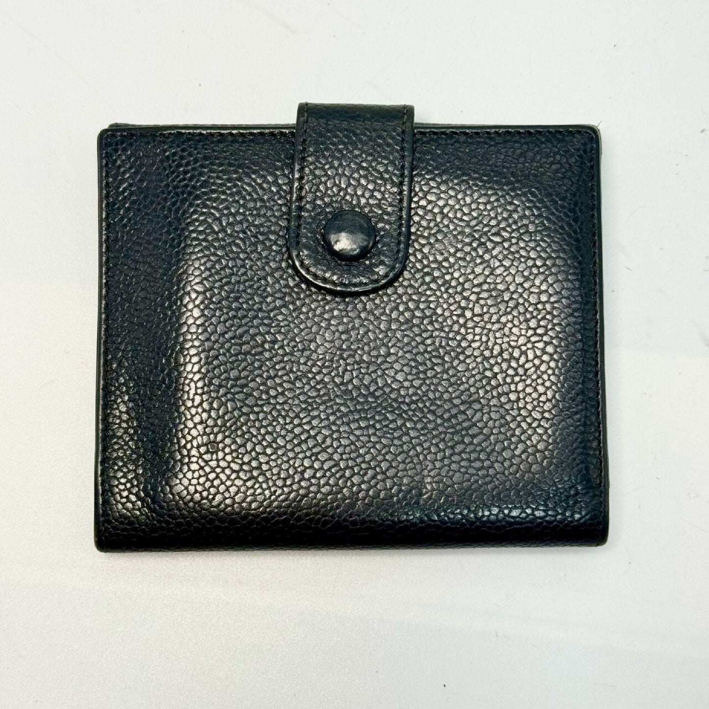 CHANEL Caviar Skin Coco Mark Bi-fold Compact Wallet with Unclear Serial Seal