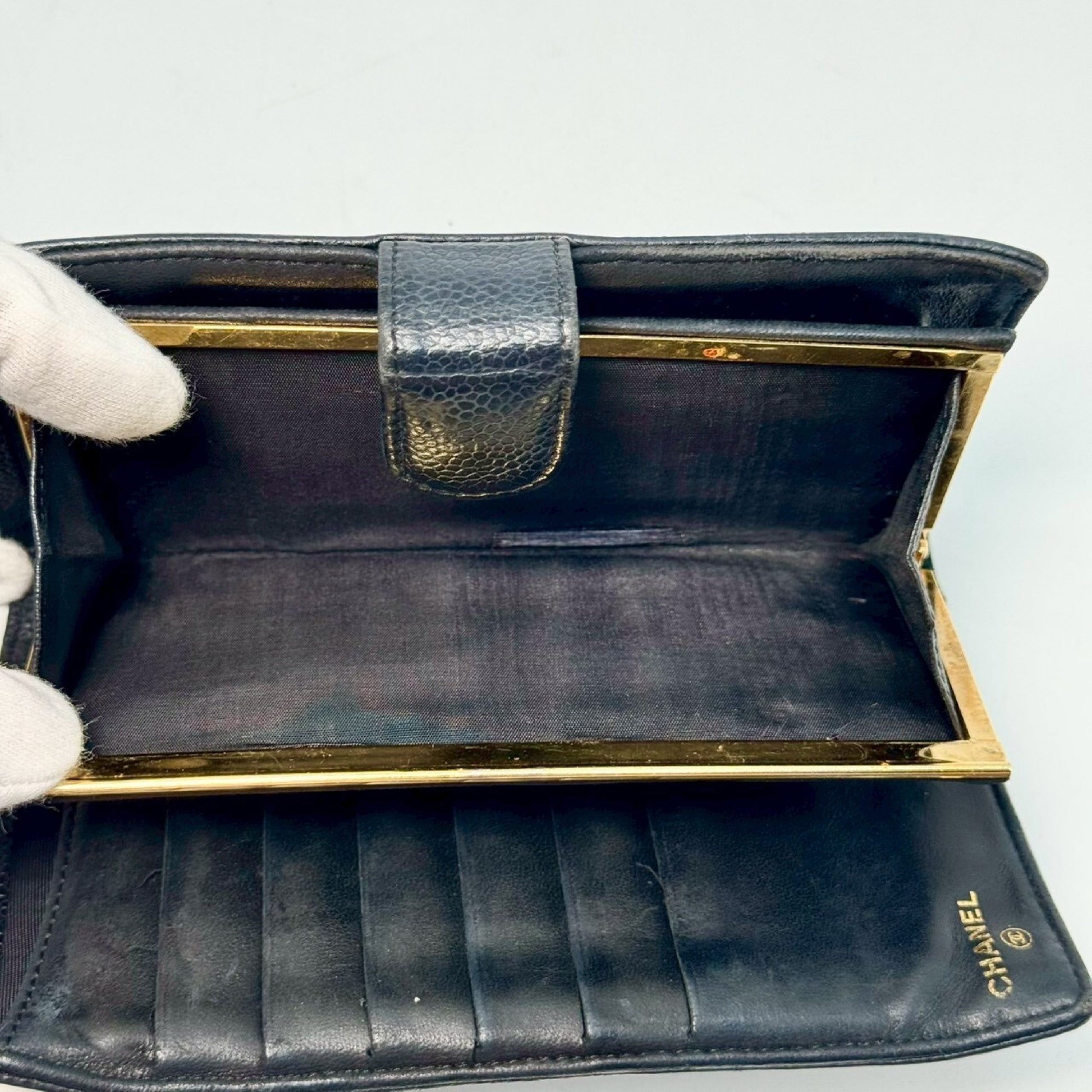 CHANEL Caviar Skin Coco Mark Clasp Bifold Long Wallet Black 11235984 Wallet