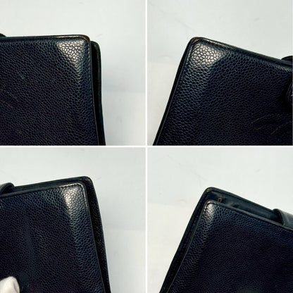 CHANEL Caviar Skin Coco Mark Clasp Bifold Long Wallet Black 11235984 Wallet