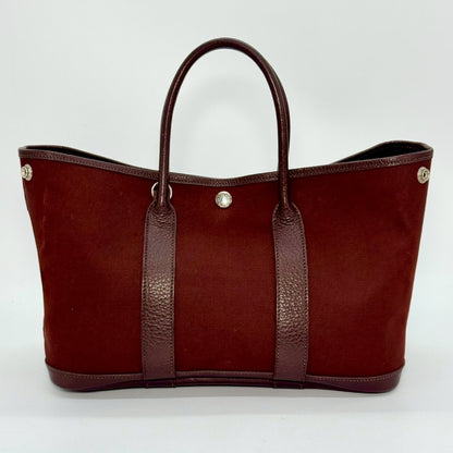 HERMES Garden Party Toile Officier Brown TPM Tote Bag