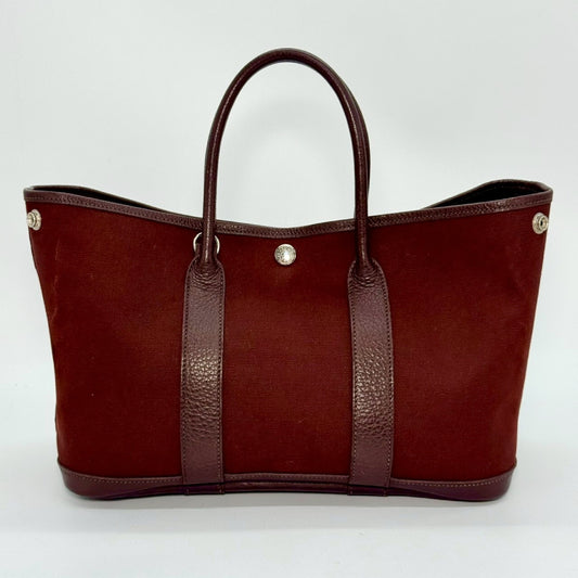 HERMES Garden Party Toile Officier Brown TPM Tote Bag