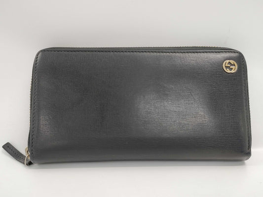 GUCCI Gucci Interlocking G Round Zip Wallet Black Wallet
