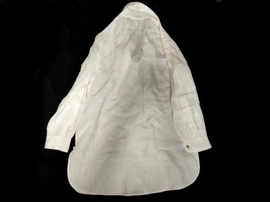 GUCCI GG Silver Hardware Linen Blouse with Ruffle Top