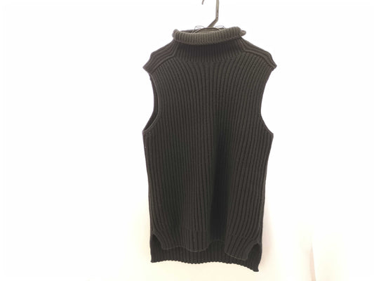 CELINE, Excellent Condition, Phoebe Period ◎ CELINE Loosely Knitted Tunic Vest, Cashmere, Turtleneck, Black, Vest, Sweater, Phoebe Philo, Ribbed Knit Vest