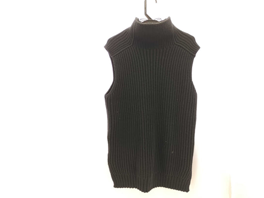 CELINE, Excellent Condition, Phoebe Period ◎ CELINE Loosely Knitted Tunic Vest, Cashmere, Turtleneck, Black, Vest, Sweater, Phoebe Philo, Ribbed Knit Vest