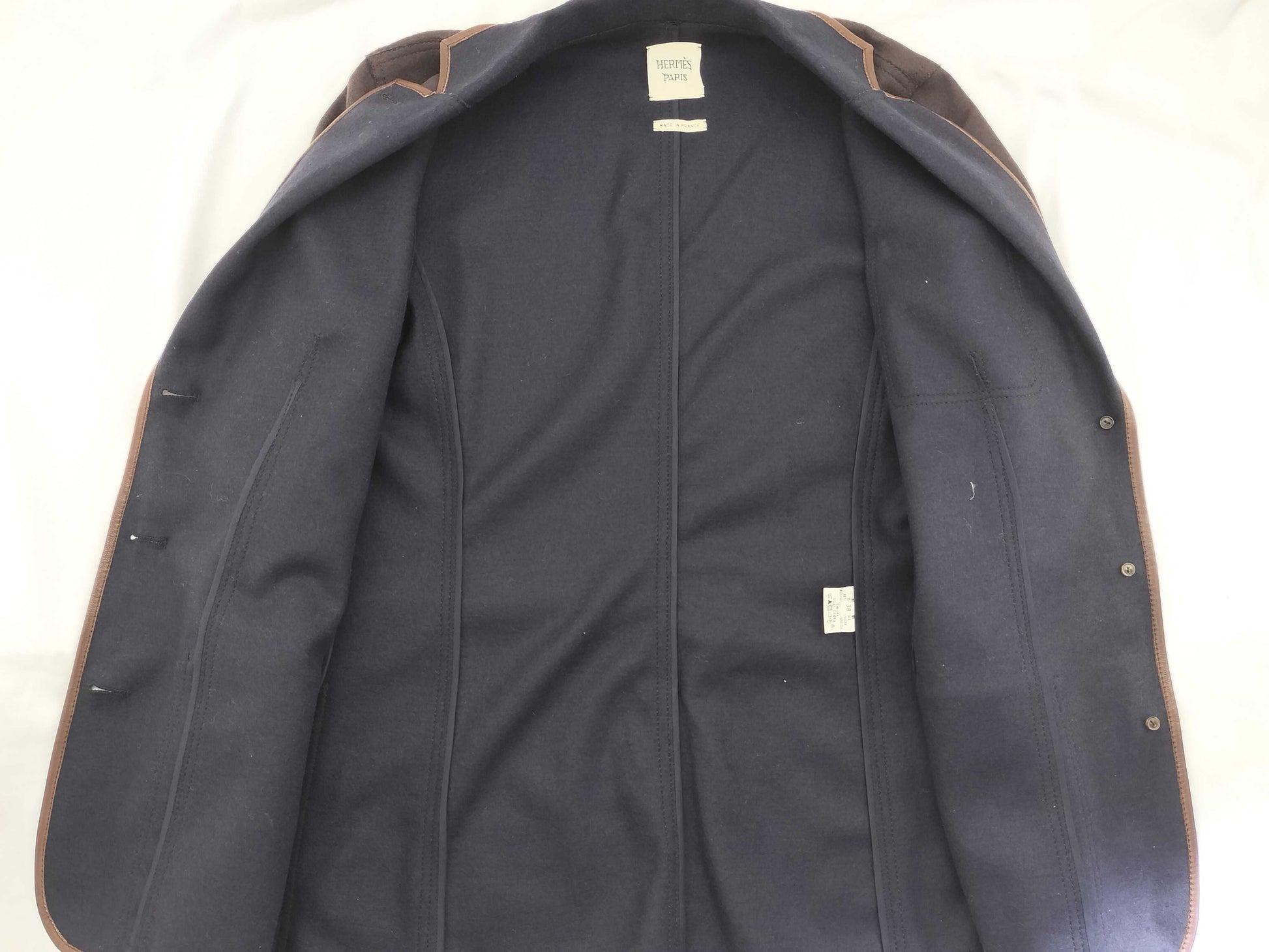HERMES HERMES Double-Face Tailored Jacket Serie Leather H Logo Jacket