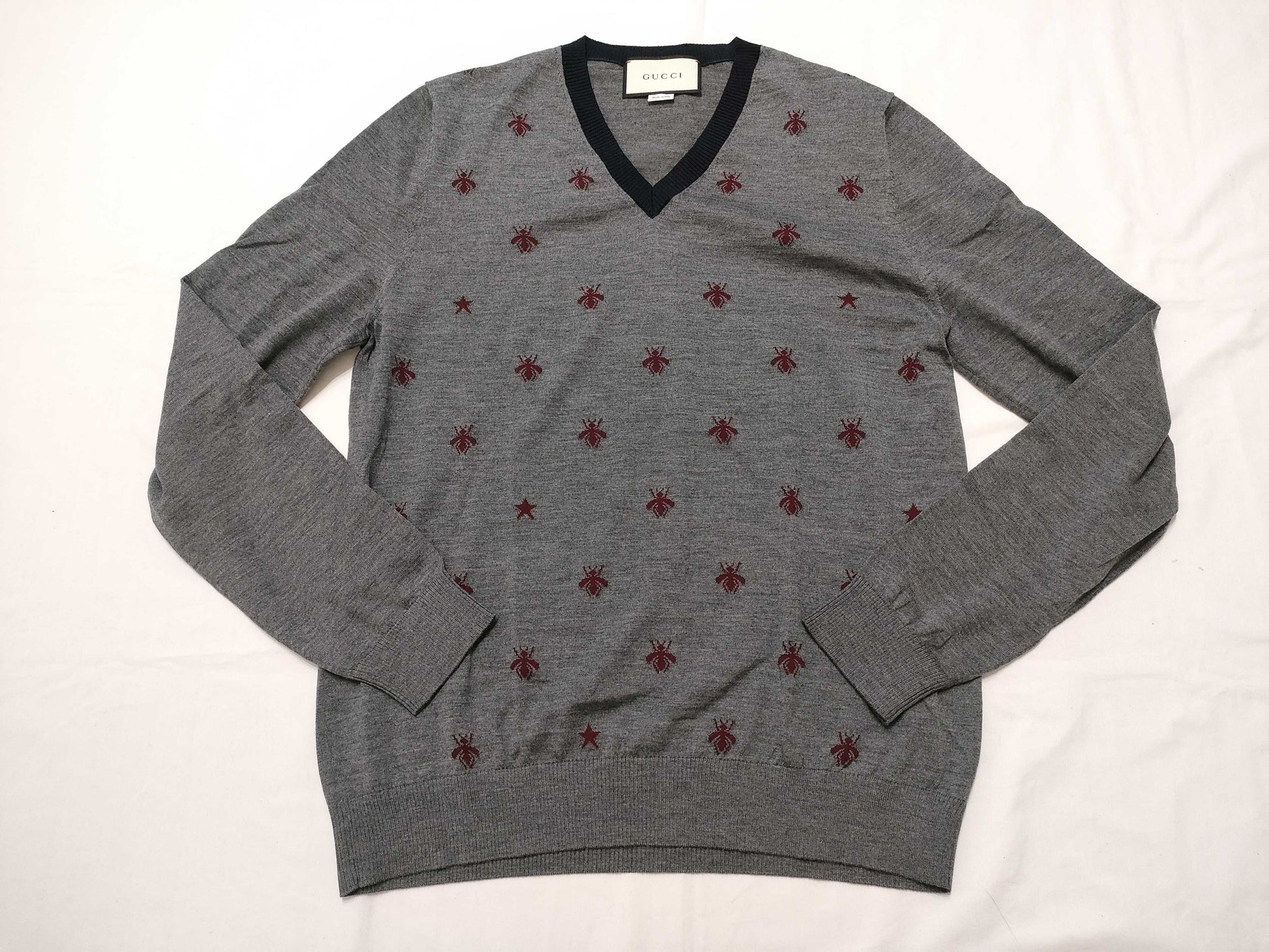 GUCCI Men's XL Gucci Bee Embroidered Knit Top for Men, Plus Size