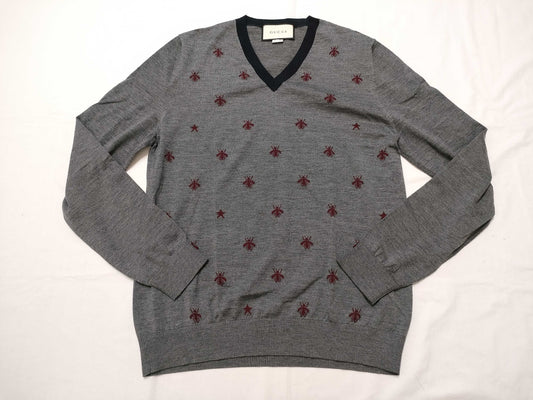 GUCCI Men's XL Gucci Bee Embroidered Knit Top for Men, Plus Size