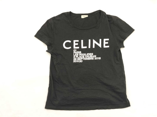 CELINE Black T-shirt Current logo T-shirt