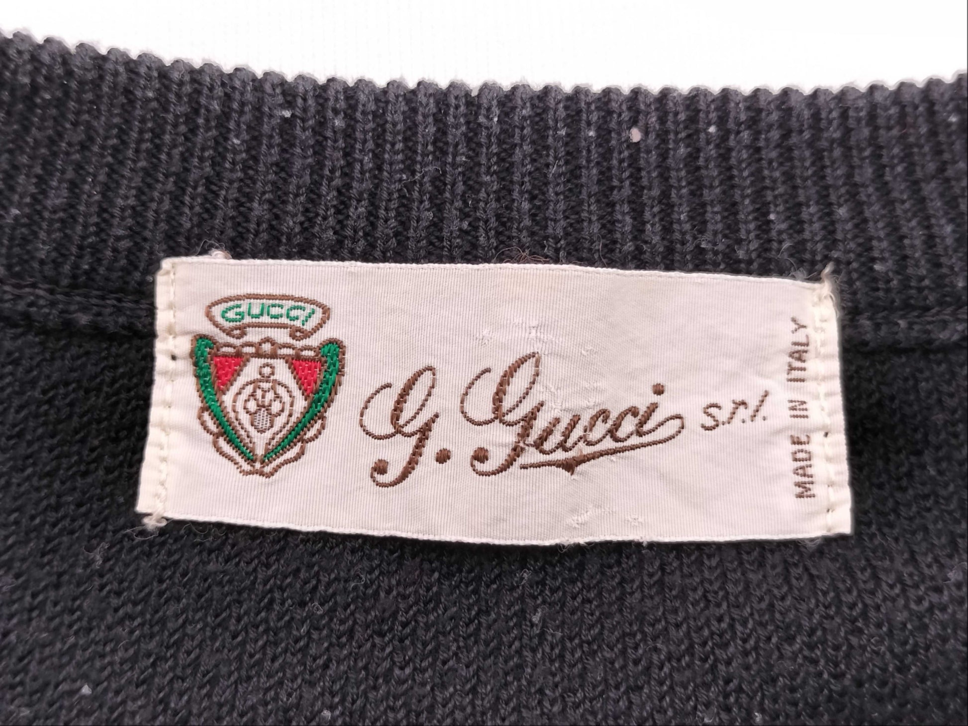 GUCCI Logo Embroidered Knit Top in Black