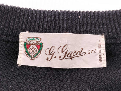 GUCCI Logo Embroidered Knit Top in Black