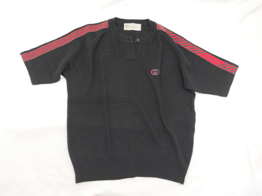 GUCCI Logo Embroidered Knit Top in Black