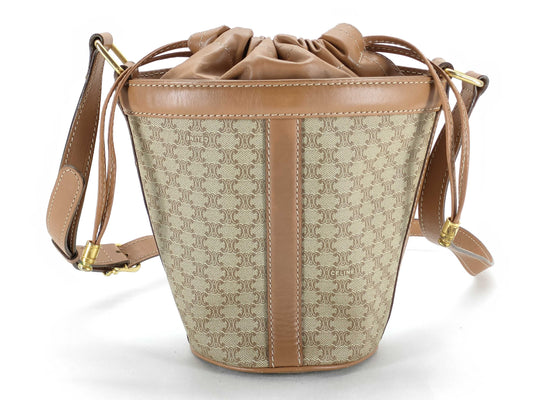 CELINE Drawstring Shoulder Bag Macadam Shoulder Bag