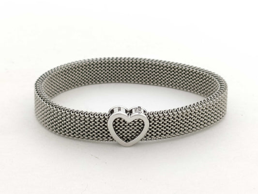 Tiffany & Co. Somerset Bracelet, Heart Mesh, Silver, 16.7g