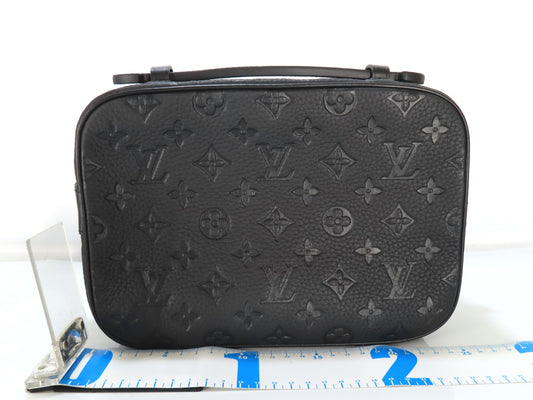 LOUIS VUITTON LV Monogram Taurillon S-Lock Messenger Shoulder Bag M58489 RFID Enabled Black Shoulder Bag