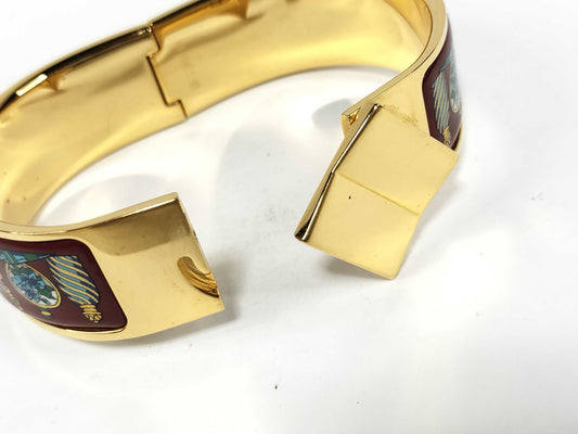 HERMES GM Click Enamel Bangle in Red/Gold