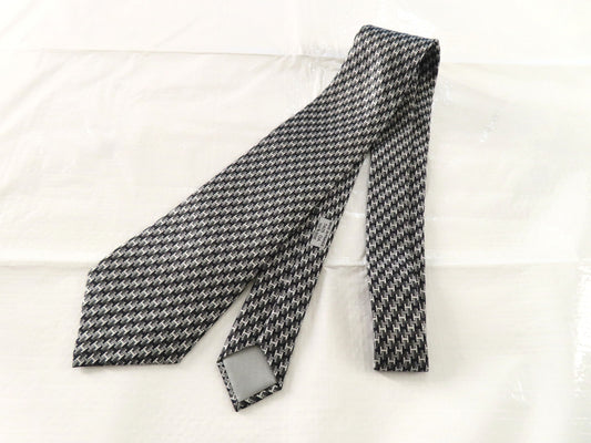 HERMES HERMES Silk H Logo All-Over Print Tie White/Black/Gray Tie