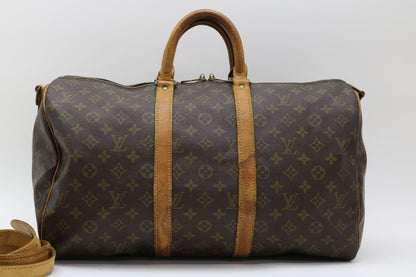 LOUIS VUITTON Monogram Keepall Bandouliere 45 Handbag