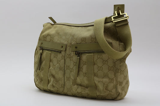 GUCCI GG Canvas Leather Shoulder Bag