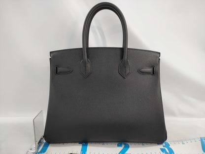 HERMES Birkin 30 Epsom Black Stainless Steel Handbag with Z Stamp