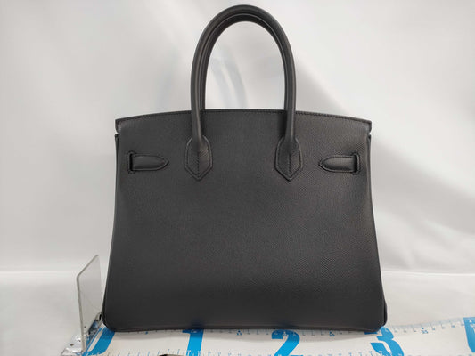 HERMES Birkin 30 Epsom Black Stainless Steel Handbag with Z Stamp
