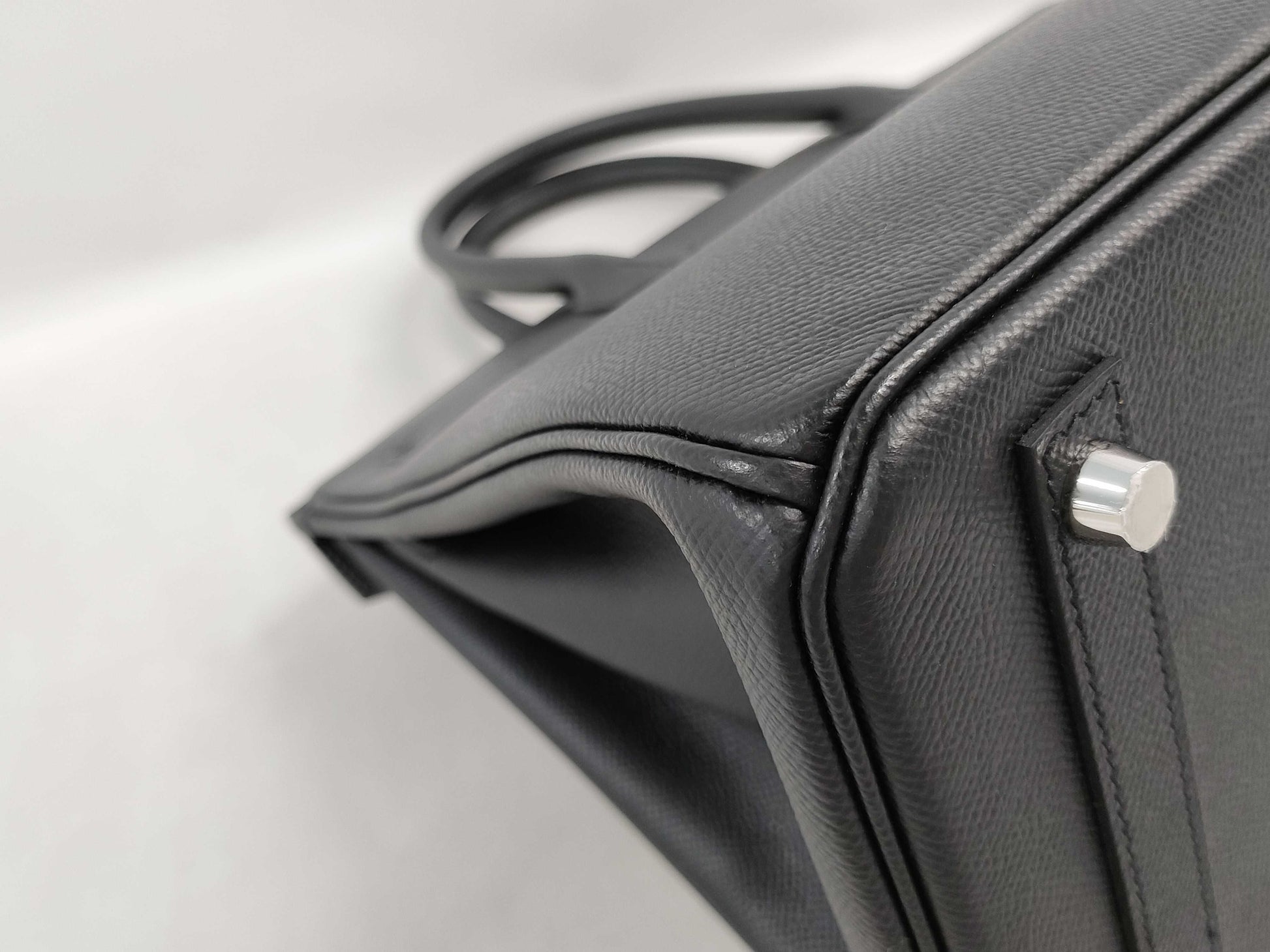 HERMES Birkin 30 Epsom Black Stainless Steel Handbag with Z Stamp