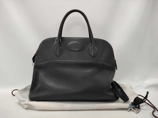 HERMES Bolide 35 Taurillon Clemence Black Stainless Steel Handbag with A Stamp