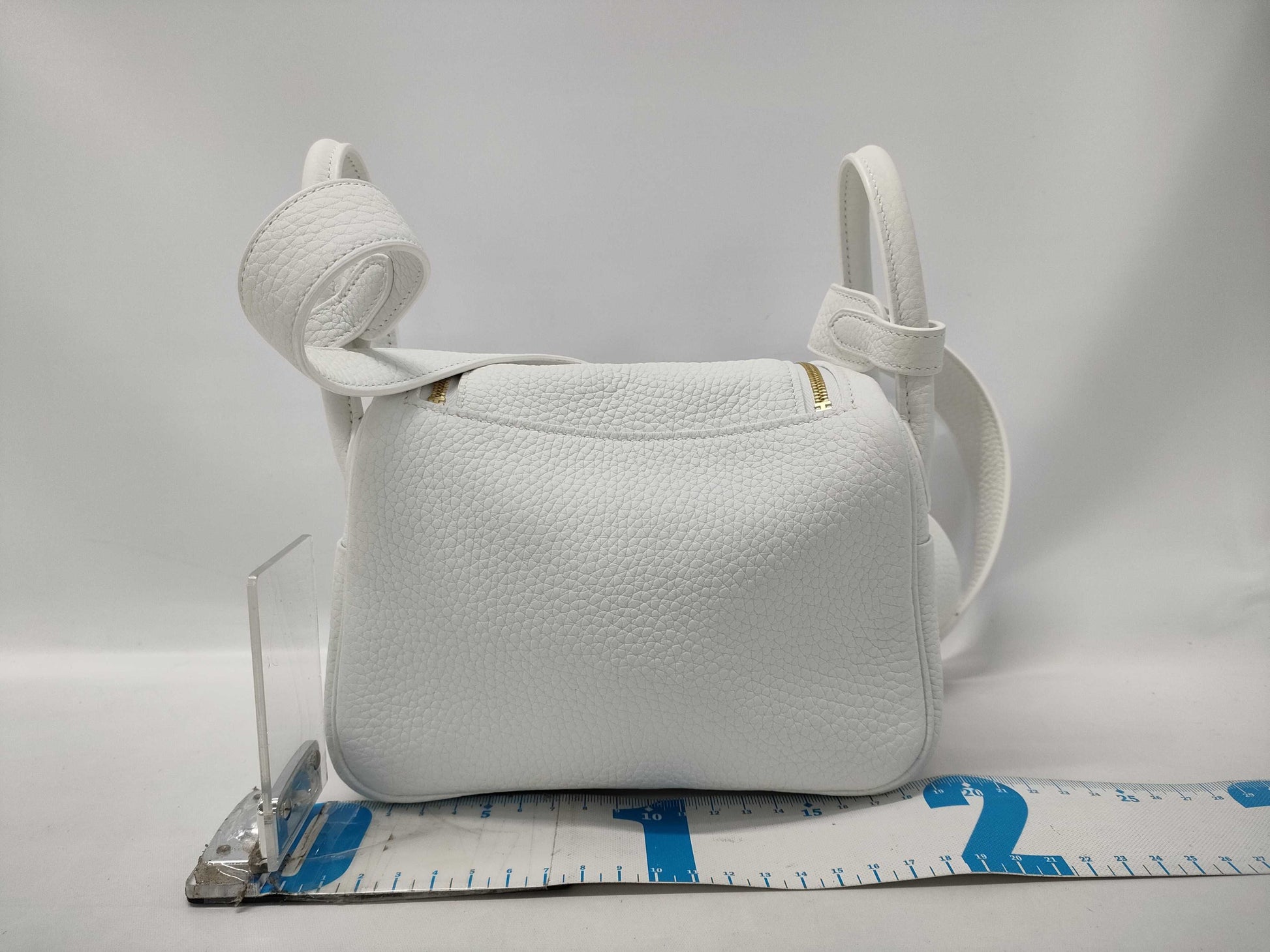 HERMES Lindy Mini Taurillon Clemence New White GP W Stamp Handbag