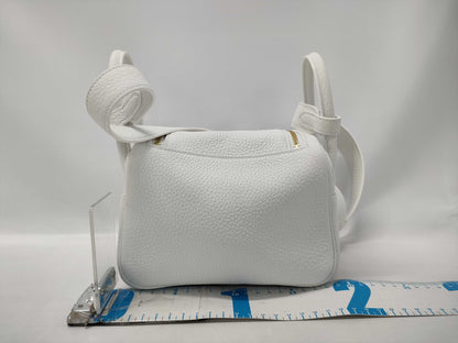 HERMES Lindy Mini Taurillon Clemence New White GP W Stamp Handbag