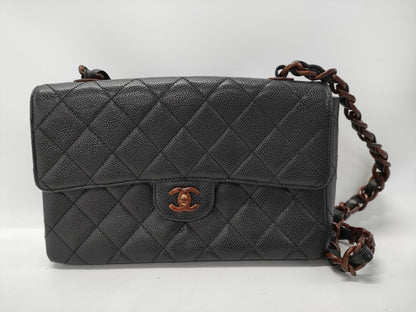 CHANEL Tortoiseshell Chain Shoulder Bag, Caviar Black, GP