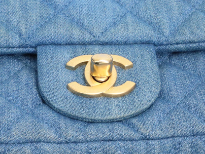 CHANEL Matelasse 20 Denim Pearl Crush Serial Plate Shoulder Bag