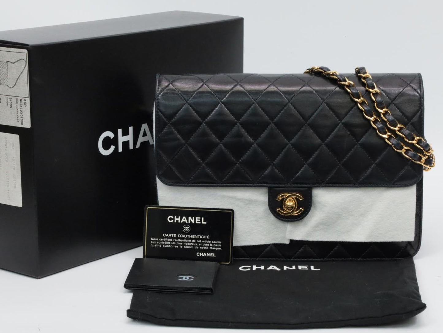 CHANEL Lambskin Matelasse Single Flap Turnlock Shoulder Bag, No. 6