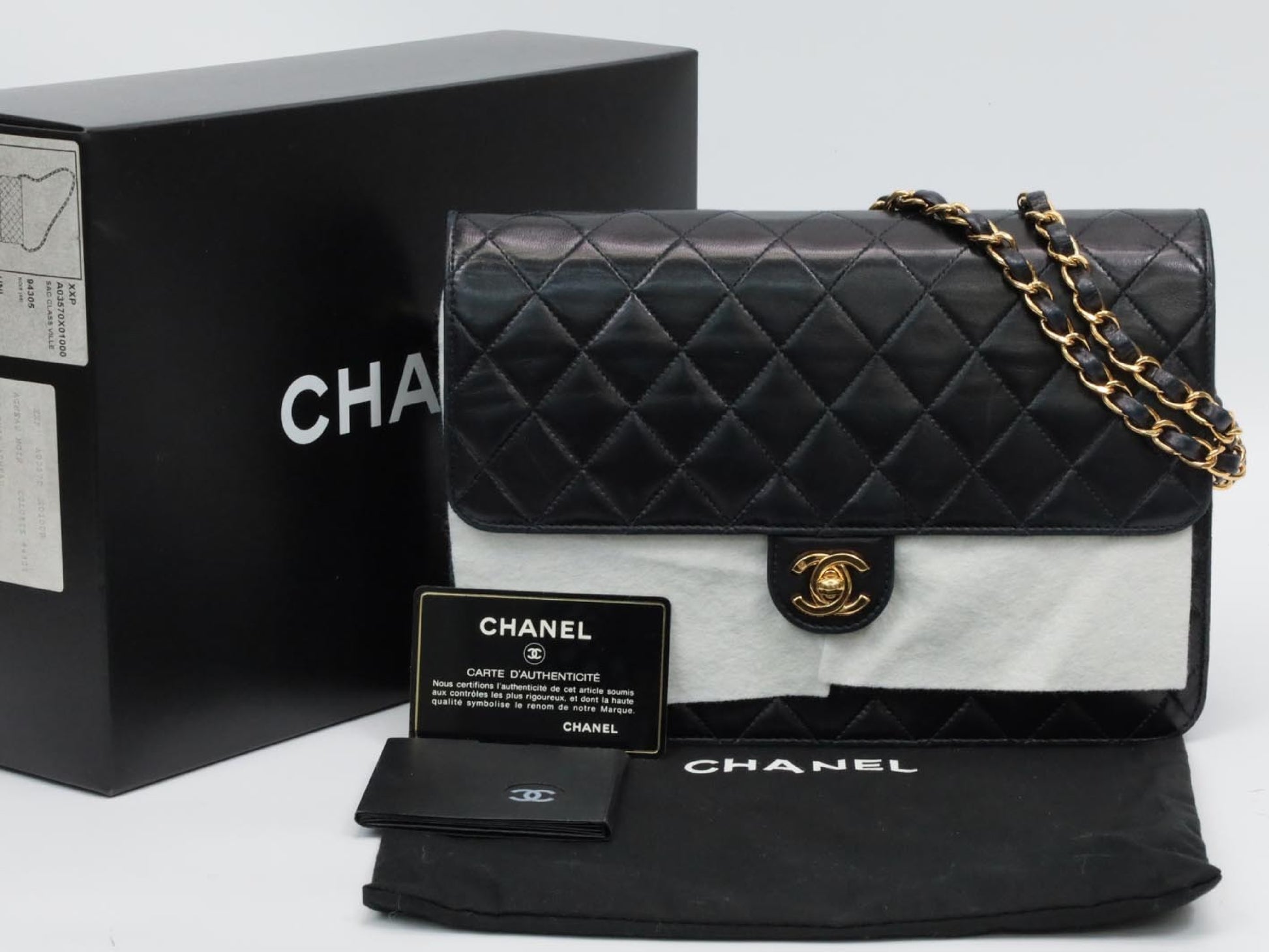 CHANEL Lambskin Matelasse Single Flap Turnlock Shoulder Bag, No. 6