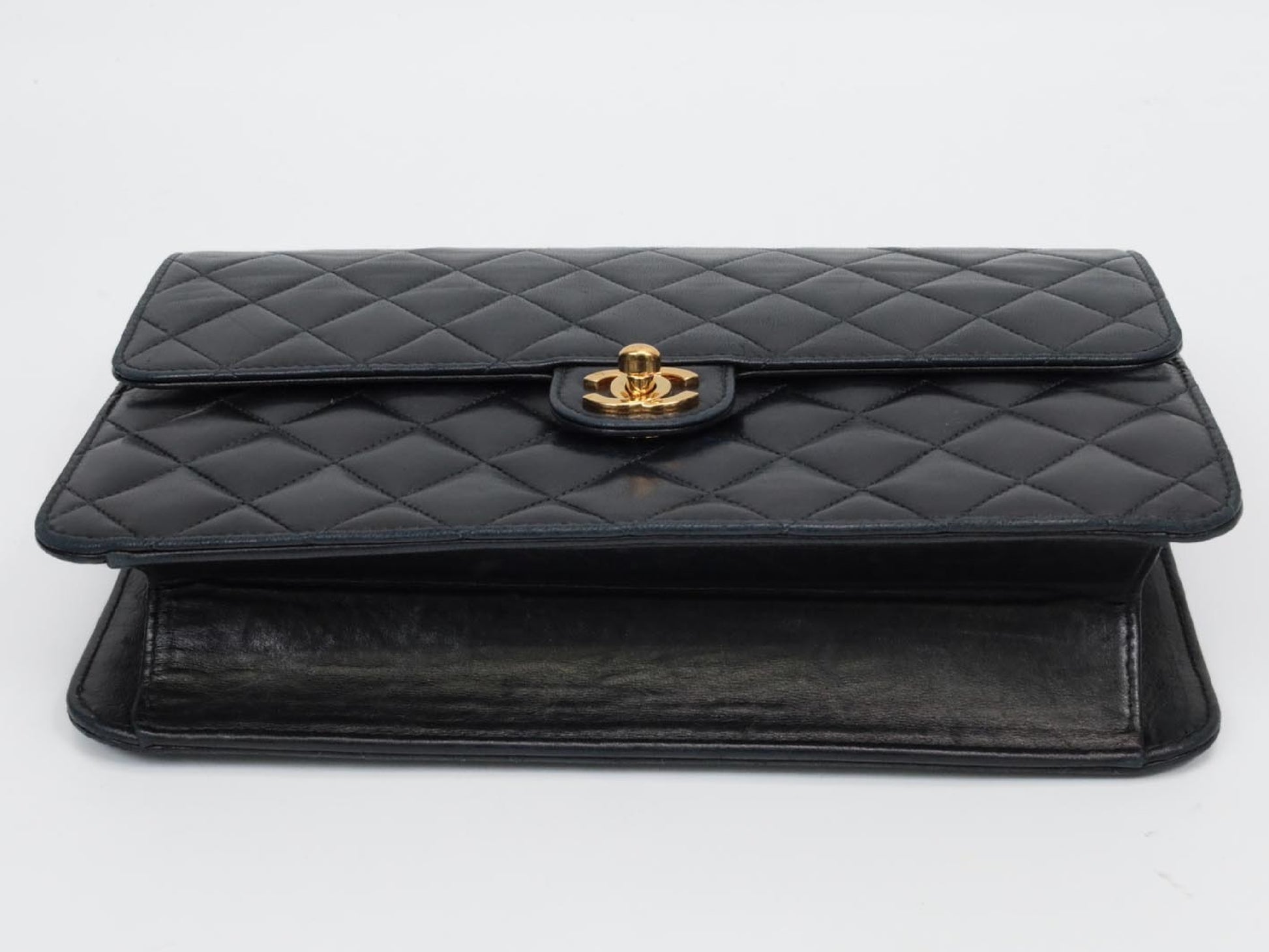 CHANEL Lambskin Matelasse Single Flap Turnlock Shoulder Bag, No. 6