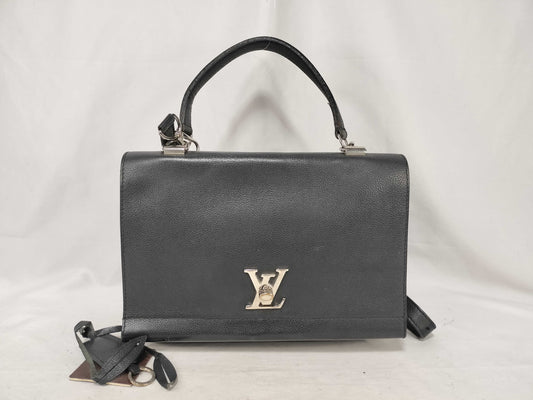 LOUIS VUITTON LV Logo x Calf Leather Lock Me Cartable M50250 DU4125 Black Handbag