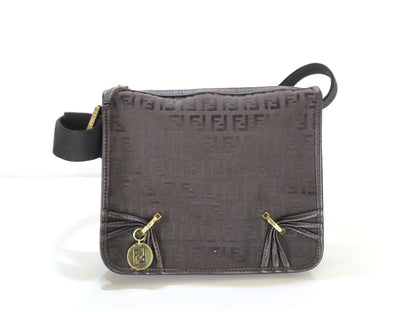 FENDI Zucca Zucchino Shoulder Bag with Charm