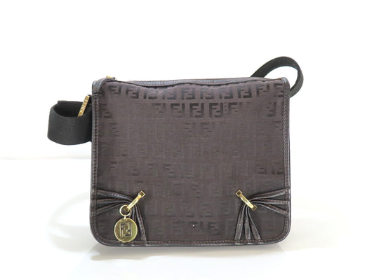 FENDI Zucca Zucchino Shoulder Bag with Charm