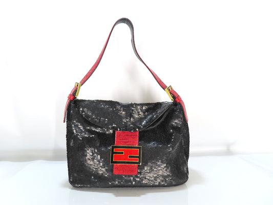FENDI Sequin Lizard Mamma Bucket Shoulder Bag Handbag