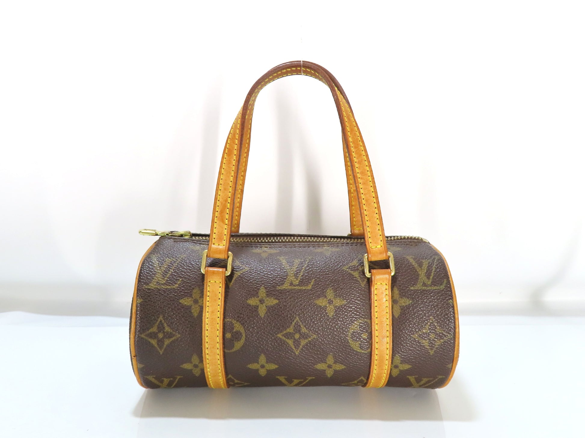 LOUIS VUITTON Monogram Papillon 19 Natural Leather Handbag