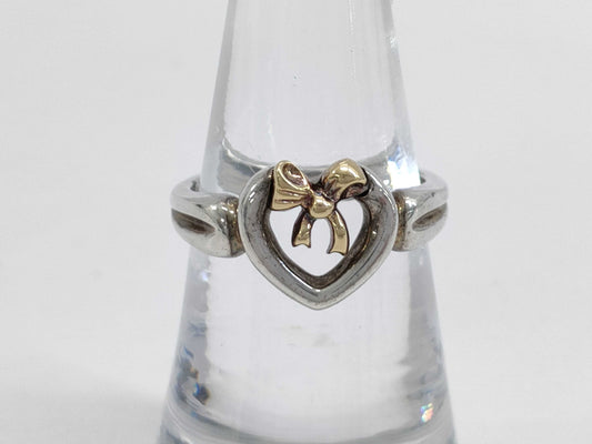 Tiffany & Co. Tiffany Open Heart Ribbon Ring 925 750 Combination Ring