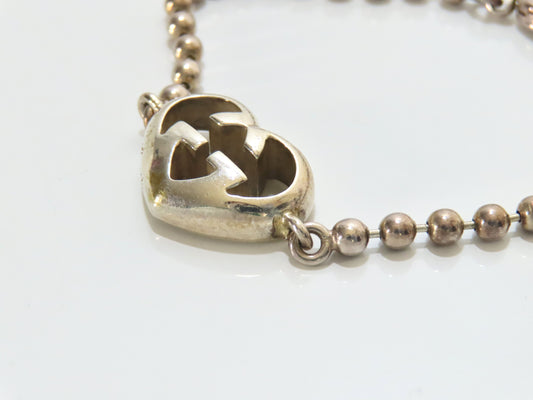 GUCCI Interlocking G Heart Ball Chain Bracelet 925 Bracelet/Bangle