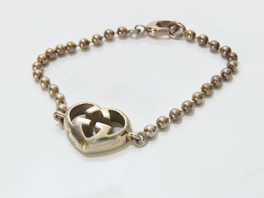 GUCCI Interlocking G Heart Ball Chain Bracelet 925 Bracelet/Bangle