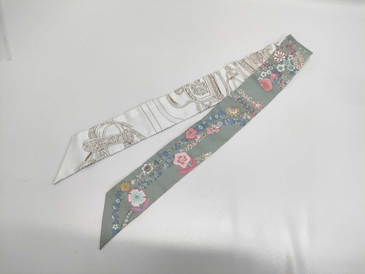 HERMES Twilly "Bride de Gala en Fleur & Eyeliner" Scarf