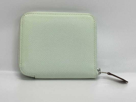 HERMES Silk in Compact Epson Vert Fizz B Stamp Wallet