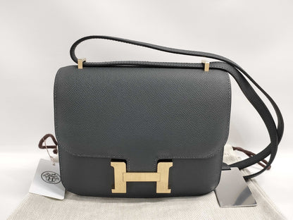HERMES Constance Mini Epson Grimistie Shoulder Bag in Champagne Gold with Double Stamp